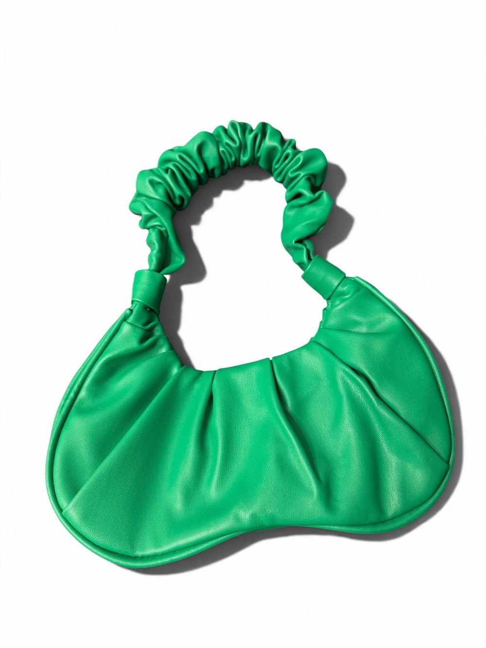 Green Ruched Hobo Shoulder Bag Y2K Minimalist Quiet Luxury Chic